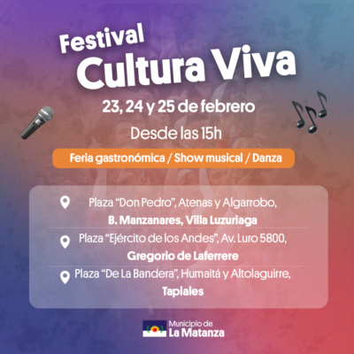 «Cultura Viva» este fin de semana en La Matanza
