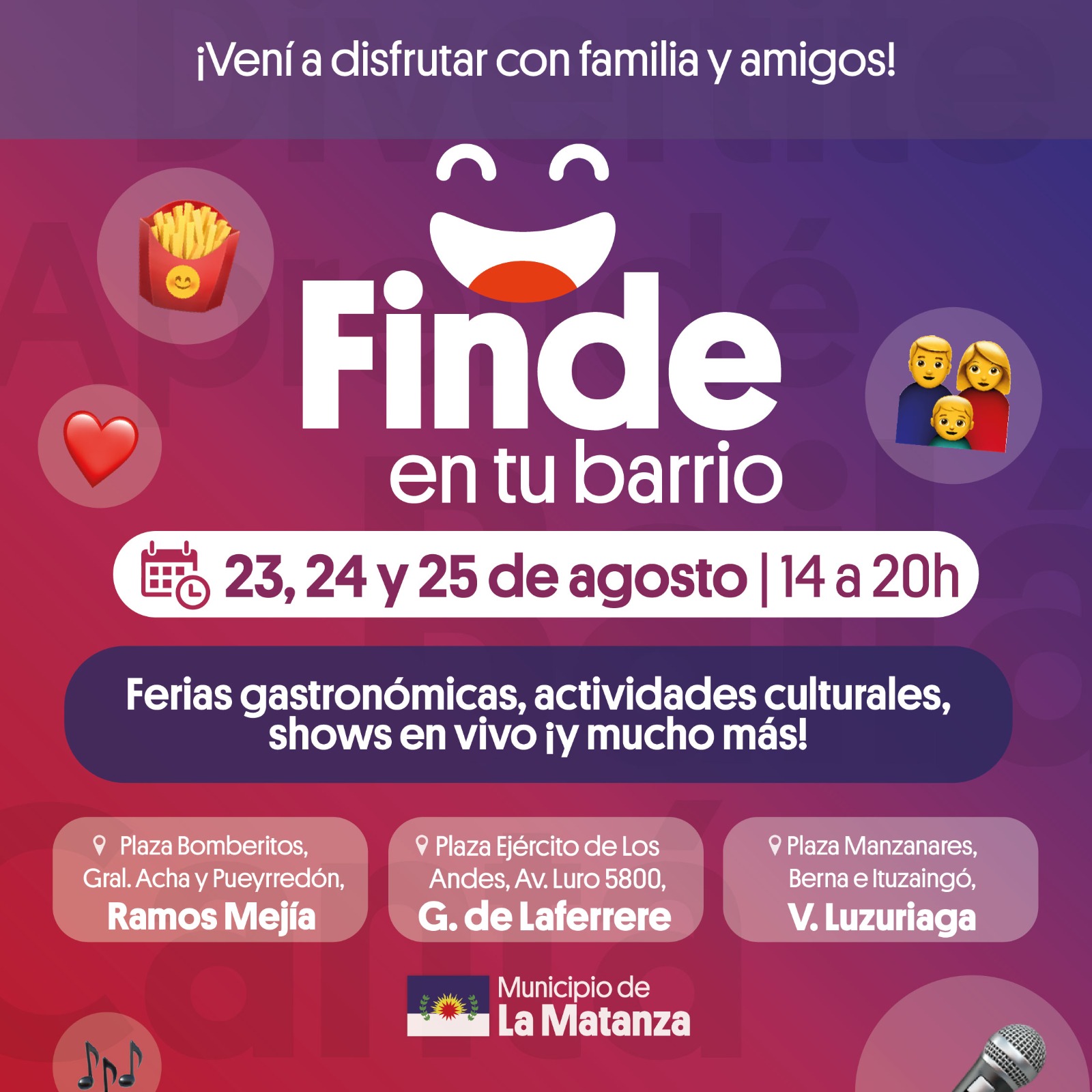Fin de semana con actividades para toda la comunidad de La Matanza 
