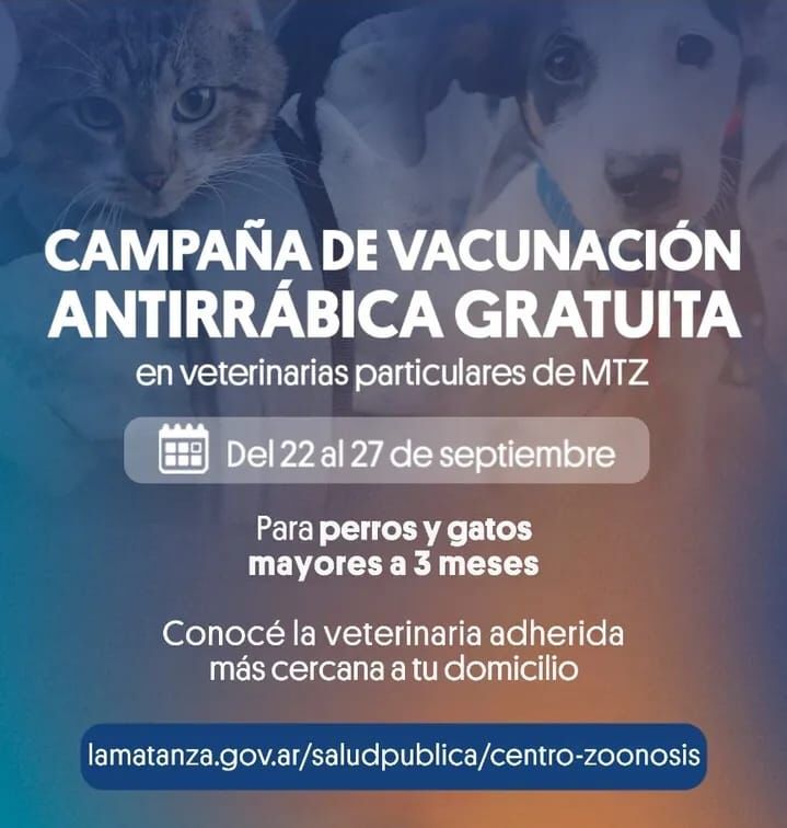 Campaña de vacunación antirrábica gratuita en La Matanza