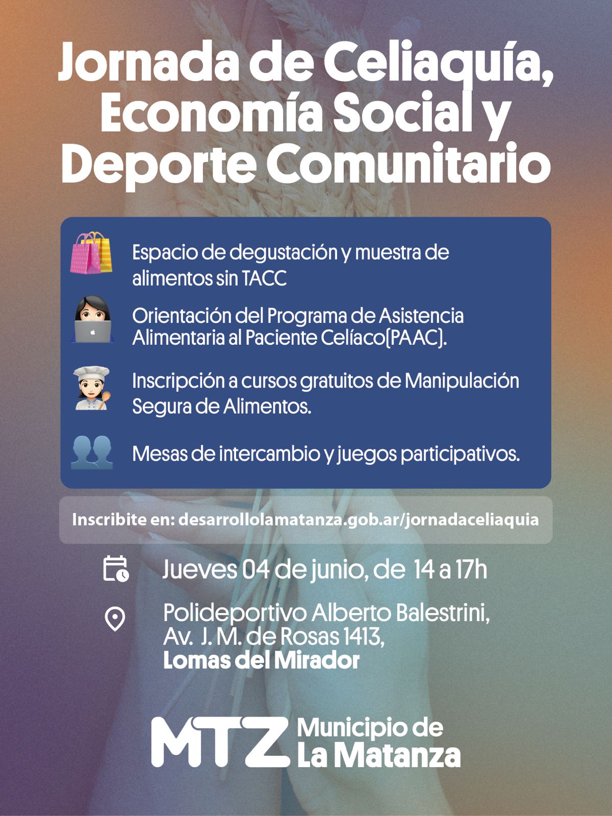 Jornada sobre celiaquía, economía social y deporte comunitario en La Matanza